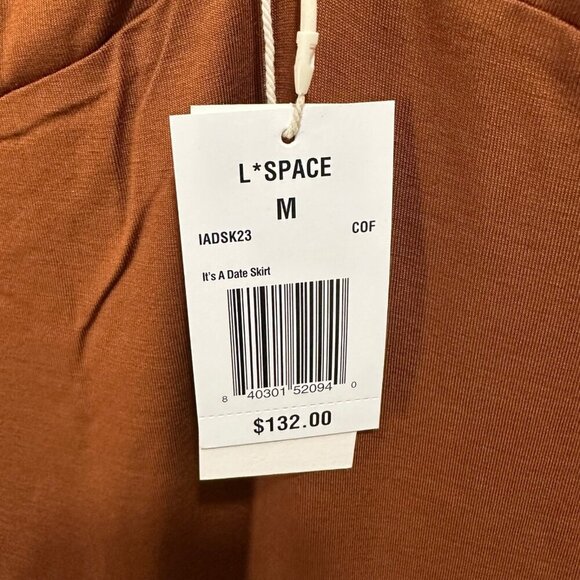 L* Space Revolve Size M Skirt “It's A Date” Brown Midi Side Slit Stretchy‎ NWT - Picture 10 of 14